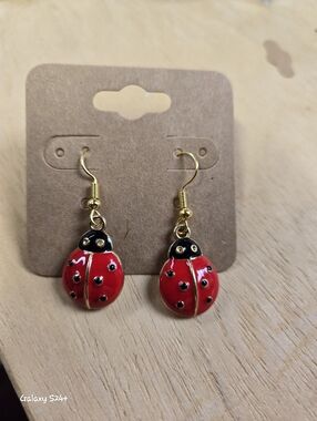 Handmade Metal Ladybug Earrings